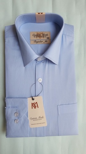 Sky Blue Men'S Cotton Formal Shirt