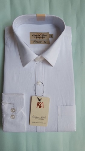 White Men'S Cotton Formal Shirt