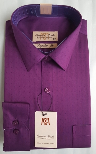 Purple Self Men'S Cotton Formal Shirt