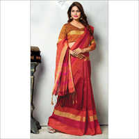 Red Bandhani Silk Saree