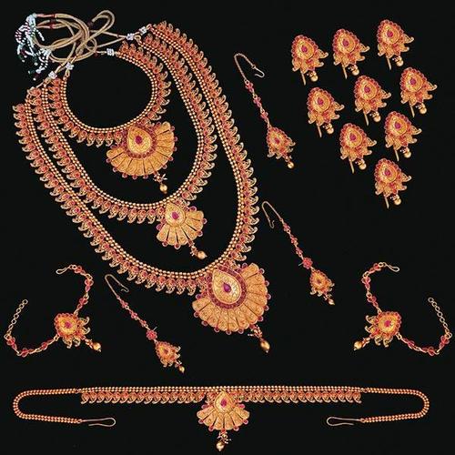 Temple Gold Plated Beautiful Bridal Jewelery Set
