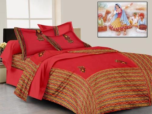 Green Jaipuri Patch Work Bed Sheet