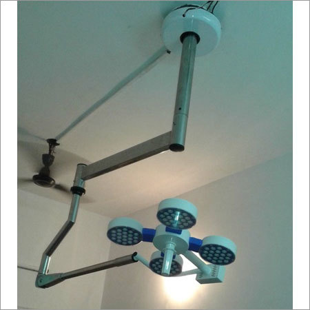 Operation Theater LED Light - Aluminum 8" Diameter 6pcs 24V-70W Bulbs Shadowless Sterilizable Handle Adjustable Intensity Color Correction Laminar Flow