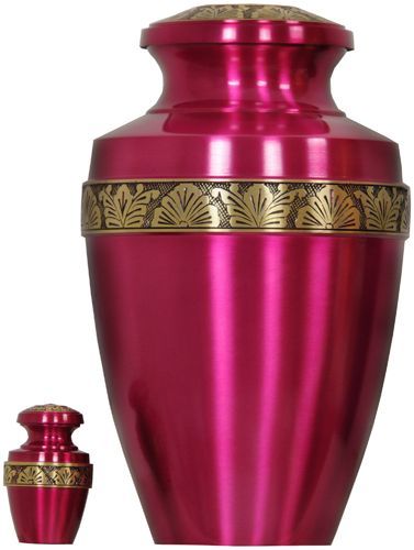 Pink Scarlet Brass Cremation Urn