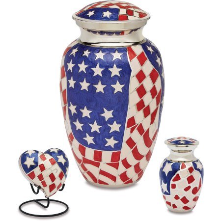 American Flag Brass Cremation Urn