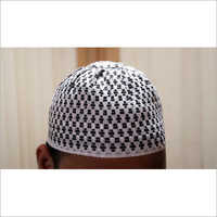 Crochet Islamic Cap - Cotton, One Size | White Color, Geometric Pattern, Lightweight, Breathable Fabric, Stylish Design, Comfortable Fit