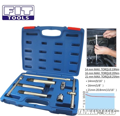 FIT TOOLS 8 PCS 3/8" Right Force Fasten Spark Plug Torque Limited Socket (14 16 21mm) Kit