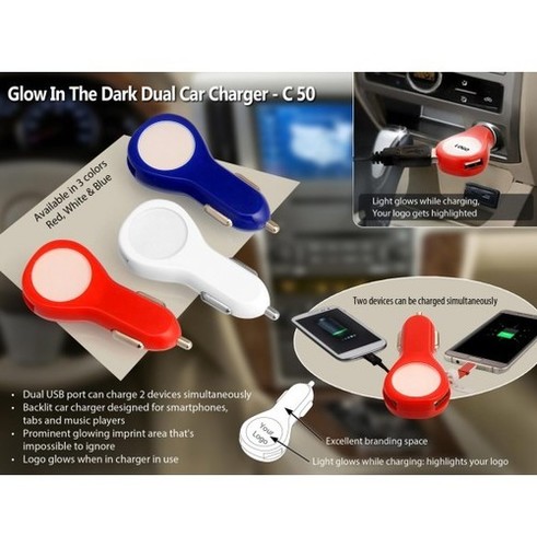 Glow In The Dark Dual Car Charger