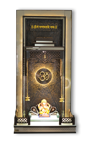 Wooden Temple - Teak Wood, 65x18x33 Inches, Semi Glossy Brown | Eye-Catchy Design, Easy to Clean, Enhances Home Appearance
