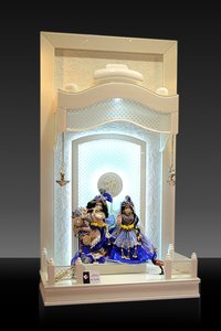Decorative Glass Temple - 18x33 Inches, White Duco Finish | Lightweight, Beautifully Carved, Easy To Clean