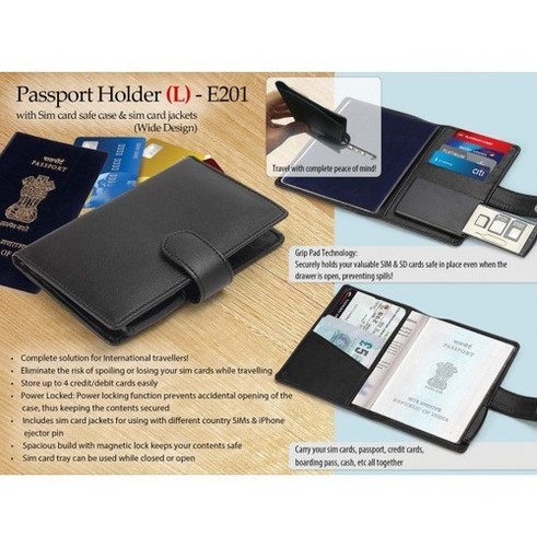 Passport Holder With Sim Card Safe Case & Sim Card Jackets (L) (Wide Design)