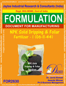 NPK Solid Dripping & Foliage Fertilizer-I - NPK Ratio 06-11-44, E-Book Format Available for Download