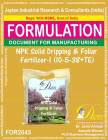 NPK Solid Dripping & Foliage Fertilizer-I - 10-5-38+TE Formula | eBook Download Available, Comprehensive Nutrient Guidance