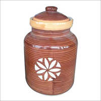 Inorganic 12 Inch Ceramic Jar With Lid Brown Color