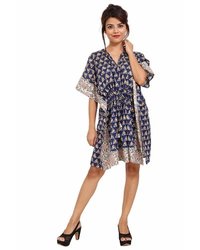 Purple Cotton Printed Kaftan Short Sleeve