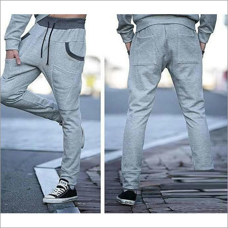 Mens Track Jersey Pants - Cotton Blend, Available in Sizes S to XXL, Grey Color, Perfect for Active Wear