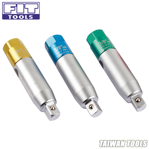 FIT TOOLS 3/8" Dr. Manual Torque Limited 3 pcs Adapters Set - Steel Silver 10Nm/15Nm/25Nm Torque | Precise Torque Durable Easy to Use