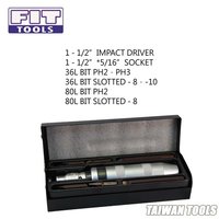 Fit Tools Made In Taiwan 1-1/2 " Impact Screwdriver With Socket & 6 Bits Kit