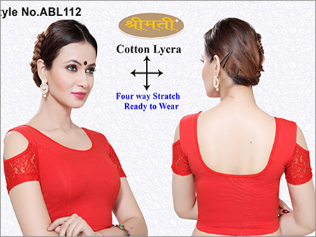Ladies 4Way Lycra Short Sleeve Blouse With Cut Sleeve