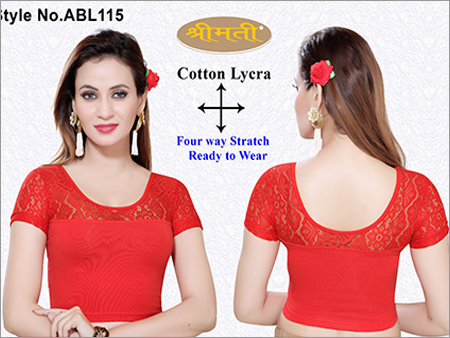 15 To 30 Ladies 4Way Lycra Short Sleeve Blouse With Lace