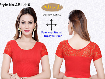 15 To 30 Ladies 4Way Lycra Short Sleeve Blouse With Lace