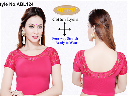 Ladies Cotton Lace Blouse - U Back Short Sleeve, Available in Sizes L, M, XL, XXL, 15 to 30 Colors
