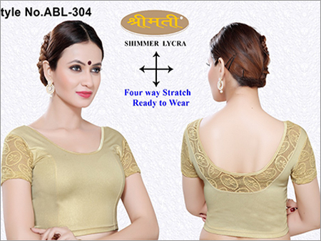 Ladies Shimmer Lycra Blouse - U Back Short Sleeve, Premium Fabric, Tear Resistant, Skin Friendly, Available in Multiple Sizes and Alluring Color Designs