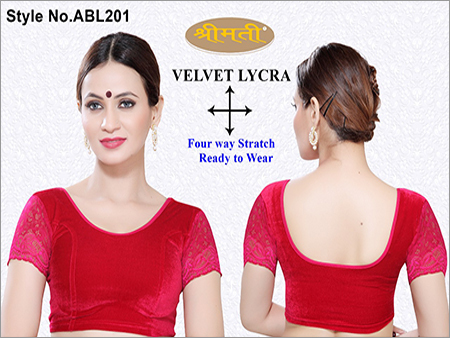 12 To 15 Ladies Velvet Lycra Cup Sleeve Lace Blouse
