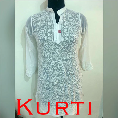 Ladies Embroidered White Kurti