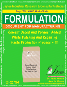 E Books Cement Based And Polymer Added White Patching And Repairing Paste Production Process A Iii