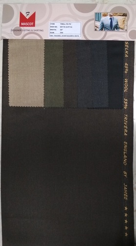 Grey Twill Plain Dyed Suiting Fabric