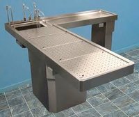Autopsy Table (L-Shaped Work Station) Color Code: Silver