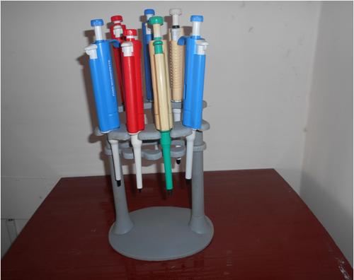 Micro pipette stand round with pipette