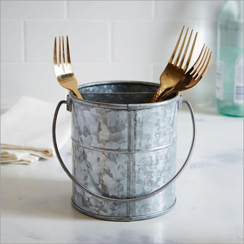 Galvanized Utensil Caddy Bucket
