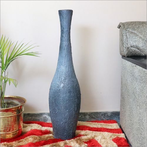 Terracotta Rustic Flower Vase with Gray and Black
