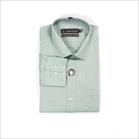Mens Formal Plain Shirt - Cotton, Multiple Sizes, Light Green | Soft Fabric, Durable Stitching, Skin-Friendly, Colorfast, Elegant Fit