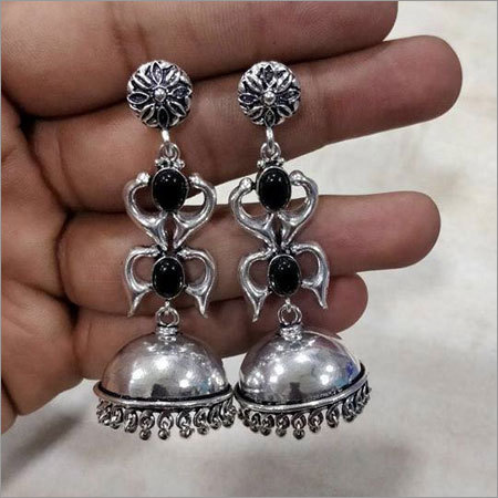 Silver Jhumka Set