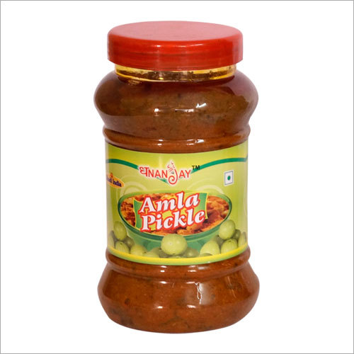 Amla Pickle - Plastic Jar 500 gm, 10x7 cm Size, Brown Color - Digestive Aid, Vitamin-Rich, Hygienic, Long Shelf Life, Natural Ingredients
