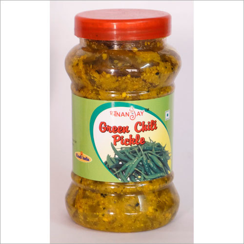 Green Chilli Pickle - Glass Jar, 10x7 cm | Flavorful, Grandma's Recipe, Hygienic Preparation, Natural Ingredients, No Artificial Colors, Spicy, Versatile Use
