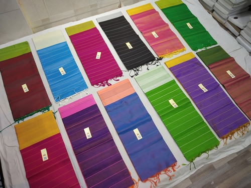 Pure Silk Handloom Dupion Silk Saree Plain