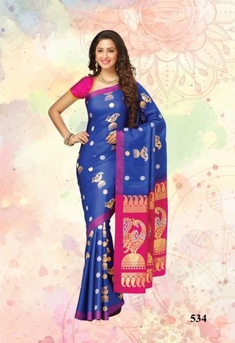 Blue And Pink Silk Sarees - 534