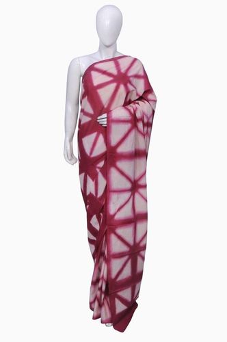 Maroon And White Designer Cotton Sarees