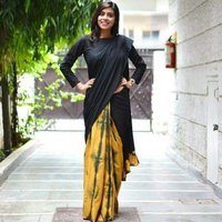 Black And Yellow Designer Handwork Sarees
