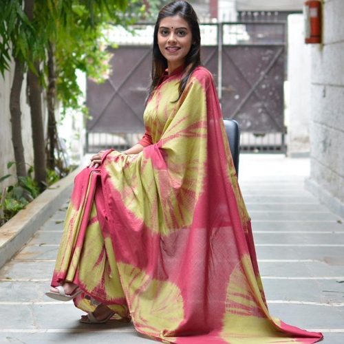 Yellow And Pink Rajasthani Sarees