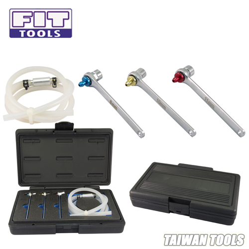 FIT TOOLS Mini 8, 10, 11mm Brake Fluid Clutch Bleeder Hosewith 12 Point Wrench and Check Valve Kit