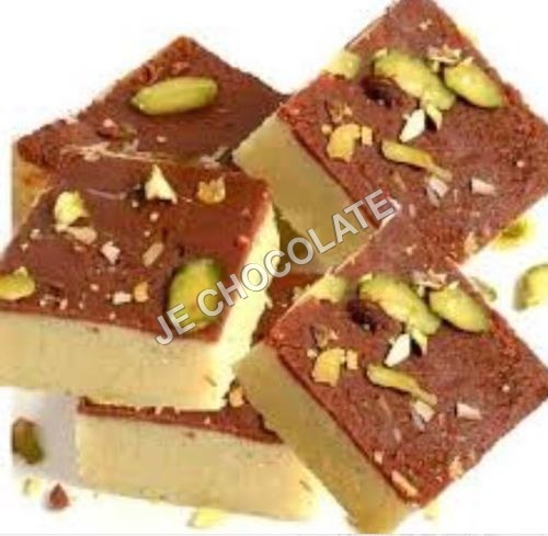 Barfi Chocolate - Solid Brown Cube with Pista Topping | Delectable Indian-Western Fusion High Cocoa Butter Content No Harmful Fats Long-Lasting Fragrance