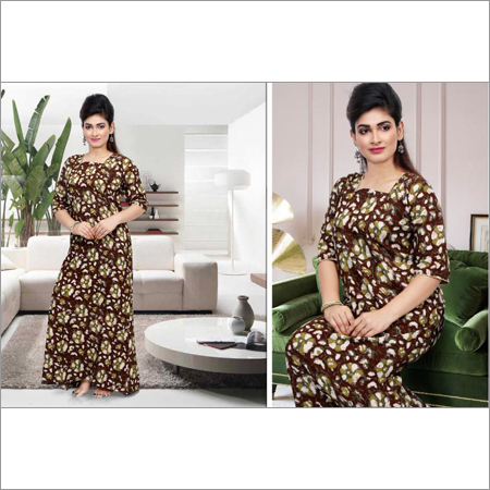 Ladies Long Sleeve Flannel Round Neck Nightie