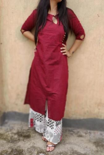 Ladies Cotton Slub Designer Printed Kurti