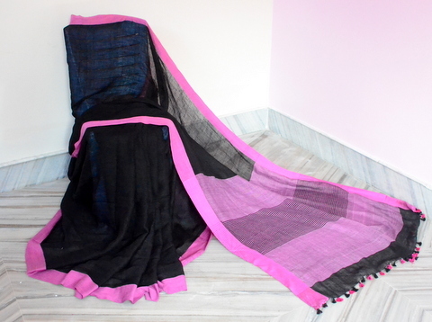 Plain Linen Saree