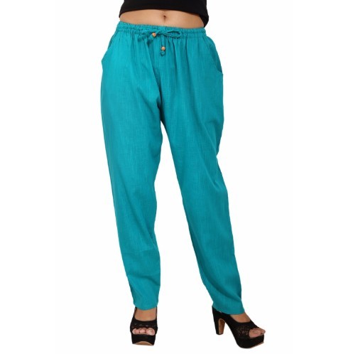 C.Green Cotton Plain Casual Wear Trouser